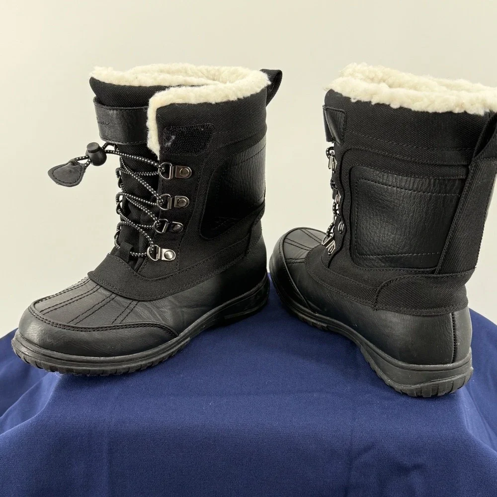 Eddie Bauer Kids 2 Black Waterproof Insulated Sherpa Winter Snow Boots Winter‎